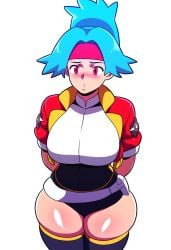 1girls 2024 2d 2d_(artwork) ai_generated blush game_freak large_breasts mullon nintendo novelai pokemon pokemon_(anime) pokemon_(game) pokemon_ranger pokemon_ranger_(pokemon) solana_(pokemon) solo solo_female solo_focus thick_thighs wide_hips