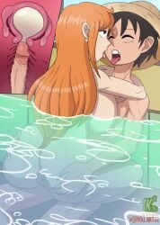 1boy 1girls 2d 2d_animation after_kiss anus ass_grab bath bathing big_ass black_hair breasts breasts_against_chest cum cum_in_pussy cum_in_uterus cum_in_water cum_inside curvy dat_ass embrace eyes_rolling_back fallopian_tubes female kissing long_hair looking_at_another male monkey_d_luffy muscular muscular_male nami nude nude_female nude_male one_piece orange_hair penetration penis post-timeskip pulsating_cumshot saliva_trail scar short_hair spiralart steam straight tagme tongue tongue_out video x-ray