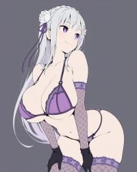 big_breasts emilia_(re:zero) flat_colors re:zero_kara_hajimeru_isekai_seikatsu small_waist xenoz1