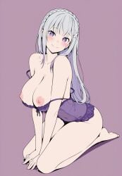 big_breasts emilia_(re:zero) flat_colors re:zero_kara_hajimeru_isekai_seikatsu small_waist xenoz1