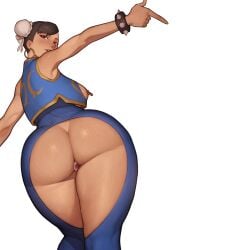 1girl 1girls ass ass_focus asura_(artist) big_ass big_butt big_thighs breasts breasts_out buttplug chun-li chun-li_(street_fighter_alpha) dildo dildo_in_ass female huge_ass huge_butt huge_thighs looking_at_viewer massive_ass massive_butt massive_thighs nipple_piercing nipples solo street_fighter thighs wet