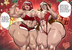 2girls ava_astor bad_anatomy big_ass big_breasts blitzhero breast_size_difference breasts brown_hair bubble_butt christmas christmas_outfit commissioner:blitzhero commissioner_upload curvaceous curvy duo duo_female female female_only flexing flexing_bicep glasses grabbing_ass greivs hair_over_one_eye hat large_breasts long_hair muscular muscular_female pawg phat_kat pose posing red_hair santa_hat sexy skimpy skimpy_clothes strong_woman tagme talking_to_viewer thick_thighs venus_body voluptuous voluptuous_female wide_hips