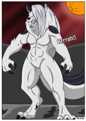 loona_(helluva_boss) monster_girl muscular naked_female no_genitals no_nipples realistic rex_equinox ripped_clothing roaring snarling transformation transformation_sequence vivienne_medrano vivziepop werecanid werewolf