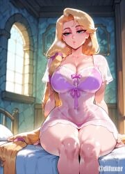 1girls ai_generated blonde_hair breasts difuxer disney female female_focus large_breasts light-skinned_female light_skin long_hair rapunzel rapunzel_(tangled) sitting solo thick_thighs thighs wide_hips