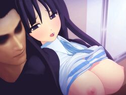 after_sex animated black_hair bounce bouncing_breasts breasts censored female hair human human_only k-on! large_breasts lingerie long_hair male miconisomi mio_akiyama_(k-on!) mio_wo_xx_suru moaning nipples panties penetration pussy school_uniform sex spread_legs straight