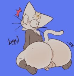 2026 anthro anus anus_peek artist_name ass backsack balls barely_visible_anus big_anus big_butt black_nose blush blush_lines bottom_heavy bubble_butt butt_focus cat_tail circumcised clothed clothing colored curvy_figure digital_drawing_(artwork) digital_media_(artwork) domestic_cat eyelashes feet felid feline felis femboy flaccid flat_colors flower_on_head footwear fur genital_raphe genitals grey_clothing grey_footwear grey_socks grey_sweater grey_topwear head_turned hi_res huge_butt huge_thighs looking_back male mammal markings mole_(marking) mole_on_butt mostly_nude mostly_nude_anthro mostly_nude_male off_shoulder penis penis_on_ground penis_tuck pointy_ears raphe_(anatomy) rear_view scrotal_raphe simple_background sitting small_balls small_penis socks solo sweater text thick_thighs tika_(tuggg) tongue tongue_out topwear tuggg voluptuous voluptuous_anthro voluptuous_male whiskers white_body white_eyes white_fur white_tongue wide_hipped_anthro wide_hipped_male wide_hips