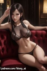 ai_generated alternate_version_available belly belly_button black_hair blush blush bra brown_hair couch couch_sitting female female_only final_fantasy final_fantasy_vii hand_on_head hourglass_figure klexyai long_hair looking_forward panties partially_clothed partially_clothed_female patreon patreon_username see-through see-through_clothing shiny shiny_skin solo solo_female straight_face thighs tifa_lockhart