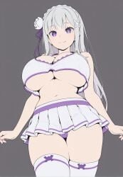 big_breasts emilia_(re:zero) flat_colors re:zero_kara_hajimeru_isekai_seikatsu small_waist xenoz1