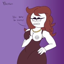 angry angry_face angry_female artist_name blackhornarts brown_hair carmen_(spooky_month) female female female_focus female_only jewelry newgrounds nipples pale-skinned_female pale_skin showing_breast spooky_month sr_pelo teeth woman_only