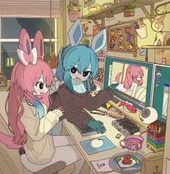 2girls ahoge animal_genitalia anthro big_ass black_eyes blue_hair blush computer diglett doremifaso64 dragonite eevee female female_focus female_only furry generation_1_pokemon glaceon internet_explorer jolteon long_hair markers mimikyu minecraft mojang mouse_(computer) night nintendo no_humans pikachu pink_hair plant pokemon pokemon_(species) ponytail psyduck rattata ribbon sinistea slowpoke sylveon tatsugiri tatsugiri_(droopy_form) thighs unown unown_a unown_d unown_e unown_f unown_i unown_m unown_o unown_r unown_s victreebel