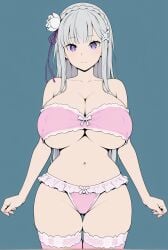 big_breasts emilia_(re:zero) flat_colors re:zero_kara_hajimeru_isekai_seikatsu small_waist xenoz1