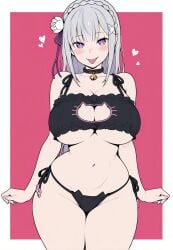 big_breasts emilia_(re:zero) flat_colors re:zero_kara_hajimeru_isekai_seikatsu small_waist xenoz1