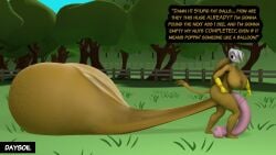 3d anthro avian backed_up balls balls_on_ground big_balls big_breasts big_penis breasts casual_exposure casual_nudity daysoil dialogue dragging_balls english_text friendship_is_magic genitals gilda_(mlp) gryphon gynomorph hasbro hi_res huge_balls huge_breasts huge_cock hyper hyper_balls hyper_genitalia intersex my_little_pony mythological_avian mythological_creature mythology nude nude_anthro nude_gynomorph penis penis_on_ground pent_up sexual_frustration solo speech_bubble tail text