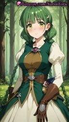 1girls ai_generated anime anime_style bangs belt blunt_bangs blush bow braid breasts brown_gloves bust busty closed_mouth collarbone copyright_name corset day dress female female_focus female_only forest gem gloves green_dress green_eyes green_hair hair_flower hair_ornament hairbow hentai juliet_sleeves large_breasts long_hair long_sleeves looking_at_viewer low_twin_braids medium_breasts natsuyoru nature non-asian outdoors puffy_sleeves rishia_ivyred solo solo_female standing tate_no_yuusha_no_nariagari the_rising_of_the_shield_hero tree twin_braids very_long_hair voluptuous voluptuous_female white_dress yellow_eyes