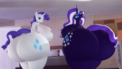 16:9 3d_(artwork) anthro anthrofied ass big_breasts big_butt breasts digital_media_(artwork) duo equid equine female friendship_is_magic hasbro hi_res horn huge_breasts huge_butt hyper hyper_butt idw_publishing looking_back mammal my_little_pony my_little_pony_(idw) mythological_creature mythological_equine mythology nightmare_rarity nipples nude pinkierawr rarity_(mlp) rear_view thick_thighs unicorn wide_hips widescreen