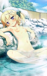 alcot amamoto_rui blonde_hair blue_eyes blush female flat_chest naka_no_hito_nado_inai! nipples nude onsen pussy solo tagme uncensored