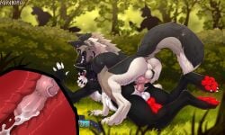 4_toes 5_fingers absurd_res anal anal_knotting anal_sex animal_genitalia animal_penis anthro anthro_on_anthro anthro_penetrated anthro_penetrating anthro_penetrating_anthro anus backsack ball_tuft balls bedroom_eyes biped blush bodily_fluids canid canine canine_genitalia canine_penis canis claws collar covering covering_mouth cum cum_in_ass cum_inside day detailed_background digital_media_(artwork) digitigrade domestic_dog dominant dominant_male duo_focus ejaculation erection feet finger_claws fingers forced forest forest_background from_behind_position genital_fluids genitals german_shepherd grass group hair herding_dog hi_res hindpaw husky717 internal internal_anal knot knotted_penis knotting lidded_eyes male male/male male_anthro male_penetrated male_penetrating male_penetrating_male mammal manroru narrowed_eyes nature nature_background nordic_sled_dog outside outside_sex park pastoral_dog pawpads paws penetration penile penile_penetration penis penis_backwards penis_in_ass perineum plant red_pawpads rex_(slushee.) seductive sex shadow_(husky717) shrub silhouette smile spitz stealth_sex submissive submissive_male tail thrill_of_almost_being_caught toe_claws toes tree tuft vein veiny_knot wolf