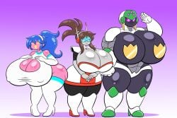 ass_expansion breast_expansion breasts corruption drone droneification enemy_conversion female grepstrash huge_ass huge_breasts huge_thighs mind_control prinnydood robot robot_girl robotization thigh_expansion