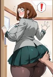 ai_generated big_ass big_breasts blush blushing_female boku_no_hero_academia brown_eyes brown_hair busty civitai clothed clothed_female clothed_female_nude_male cock collar curvy curvy_female detailed_background deviantart embarrassed embarrassed_female grabbing grabbing_ass grabbing_from_behind huge_breasts indoors leggings looking_at_viewer looking_back my_hero_academia ochako_uraraka rape scared_expression school_uniform schoolgirl shocked shocked_expression short_hair skirt sweatdrop sweating thick_thighs thunder_thighs thunderthighs u.a._school_uniform uravity