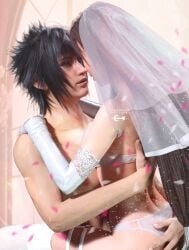 1boy 1boy1girl 1girls 3d artist_name black_hair bridal_gauntlets bridal_gloves bridal_lingerie bridal_veil bride elbow_gloves final_fantasy final_fantasy_vii final_fantasy_vii_rebirth final_fantasy_vii_remake final_fantasy_xv fit_female gloves highres honeymoon intimate lingerie lingerie_only long_hair looking_at_another naked_male noctis_lucis_caelum older_female panties patreon_username petals red_eyes romantic romantic_ambiance short_hair thigh_strap thigh_straps thighhighs tifa_lockhart tifacaelum toned veil wedding_lingerie wedding_night wedding_veil white_bra white_lingerie white_panties white_underwear younger_male