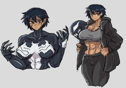 muscle_girl muscular_female she-venom symbiote tomboy venom venom_(marvel) 九代艾奇