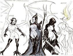 banshee black_hair blonde_hair breasts claws dungeons_&_dragons lich lvl9drow nipples pussy sword undead vampire wings wizards_of_the_coast wraith