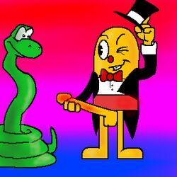 anonymewse british catchphrase_(game_show) charmer color colored erect_penis erection game_show gameshow gradient_background grin male mascot mr_chips paheal parody penis red_nose rule_34_(paheal) snake snake_charmer top_hat tuxedo wink winking