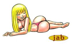 ass beetle_bailey blonde_hair cleavage female jab long_hair miss_buxley straight_hair