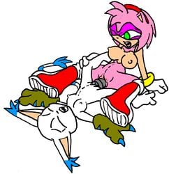 amy_rose anthro crossover digimon dildo double_dildo exposed_torso female female_only footwear fur furry furry_only gatomon gif handwear handwear_and_footwear_only hedgehog interspecies multiple_females sega sex_toy short_hair simple_background sonic_(series) static_gif straight_hair terrenslks uncensored white_background yuri