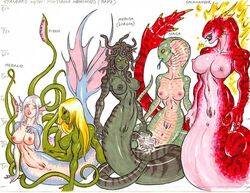 breasts dungeons_and_dragons female lvl9drow medusa mermaid mythology naga nightmare_waifu public_domain pussy salamander siren