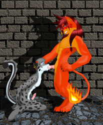 2005 anthro balls erection feline fellatio final_fantasy_vii furry gay interspecies ishiga-san leopard male no_humans oral oral_sex penis red_xiii sex snow_leopard