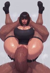 absurdly_large_cock ai_generated ass_focus bangs bimbo blacked bob_cut bubble_butt buttjob choker dark_skin dat_ass female_focus fishnet foreskin full_nelson girls goth goth_girl head_grab huge_ass huge_cock impossible_fit interracial large_ass looking_at_viewer motion_lines pobodyznerf pov precum presenting_ass round_ass semen slut snow_bunny steam sweat thick thick_ass thick_cum thick_thighs wet