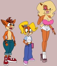 bimbo bimbo_body bimbo_lips bubble_butt coco_bandicoot crash_(series) crash_bandicoot femboy huge_breasts tawna_bandicoot wide_hips