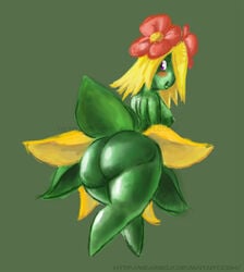 anthro ass bellossom blonde_hair blush breasts female female_focus female_only flower green_skin hair huge_ass nintendo nude petite plantie pokémon_(species) pokemon thick_thighs thighs video_games voluptuous weasselk