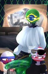 1futa 2girls 44waa29304 after_blowjob balls bed big_breasts big_penis brazil_(countryhumans) countryhumans countryhumans_girl cum_on_tongue detailed_background green_eyes kiss_mark_on_penis lifting_skirt multicolored_eyes necklace red_eyes russia_(countryhumans) sunglasses_on_head tagme united_states_of_america_(countryhumans)