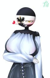 1girls 44waa29304 big_breasts clothed countryhumans countryhumans_girl eye_patch nipples_visible_through_clothing no_sex prussia_(countryhumans) sfw smiling_at_viewer tagme