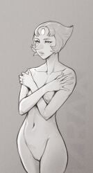 1girls breasts izra monochrome nipples nude pearl_(steven_universe) pointy_nose pussy steven_universe