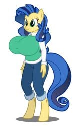 anthro big_breasts breasts clothing earth_pony female flashequestria huge_breasts milky_way_(mlp) my_little_pony oc oc_only show_accurate show_accurate_anthro smiling solo standing unguligrade_anthro