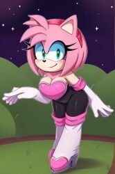 ai_generated amy_rose bodysuit breasts crawfordjenny neckline new_year_2025 rouge_the_bat_(cosplay) spandex_shorts