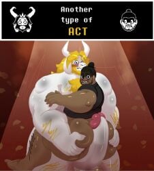 absurd_res anthro asgore_dreemurr ass big_butt big_dom_small_sub big_penis blush blush_lines bovid butt_grab caprine carrying_another carrying_partner cover cover_art cover_page dominant duo genitals goat hand_on_butt hi_res hot_dogging huge_cock human male male/male mammal overweight overweight_male penis sex size_difference undertale_(series) weonraro123