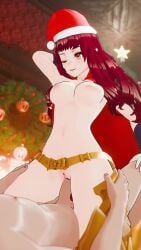 3d amateurthrowaway blender christmas christmas_outfit fire_emblem fire_emblem_engage misuzugon red_hair tagme video yunaka_(fire_emblem)