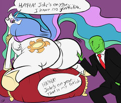 alicorn anonymous anus ass cutie_mark english_text equine female feral friendship_is_magic horn horse human my_little_pony pillow pony princess_celestia_(mlp) simple_background text wings zoomerboomerz