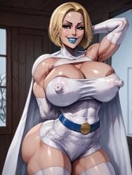 ai_generated aristartz_ai big_ass big_breasts big_nipples blonde_hair blue_eyes blue_lipstick emma_frost looking_at_viewer marvel posing_for_the_viewer rampage0118_(style) short_hair thigh_highs x-men