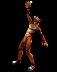 10s 1boy 2012 3d 3dsmax abs anthro balls bandicoot black_background crash_(series) crash_bandicoot crash_mind_over_mutant fingerless_gloves flaccid footwear foreskin fur gay male male_only marsupial orange_fur penis pubic_tuft red_hair solo spexwulf tattoo tattooed_arm video_games wumpa_fruit