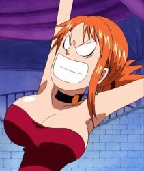 angry anime_screencap big_breasts breasts dress large_breasts nami nami_(classic) nami_(one_piece) screencap