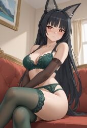 1girls ai_generated hoshimi_miyabi hoyoverse leviaceon lingerie looking_at_viewer sexy_lingerie sitting sitting_cross_legged solo solo_focus zenless_zone_zero