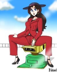 b-intend blue_eyes brown_hair female_only fully_clothed high_heels mario_(series) nintendo pauline red_suit super_mario_odyssey