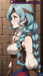 1girls ai_generated anime anime_style aqua_eyes aqua_hair bare_shoulders blue_bow blue_eyes blue_hair blush braid braided_ponytail breasts brick_wall brown_corset brown_gloves bust busty buttons circlet closed_mouth clothing_cutout collared_shirt corset detached_sleeves female female_focus female_only from_side gloves hair_over_shoulder headband hentai jewelry light_blue_hair long_hair long_sleeves looking_ahead low_twin_braids medium_breasts natsuyoru non-asian parted_bangs parted_lips profile puffy_sleeves shirt shoulder_cutout sidelocks smile solo solo_female standing tate_no_yuusha_no_nariagari the_rising_of_the_shield_hero therese_alexanderite twin_braids underbust upper_body very_long_hair voluptuous voluptuous_female white_shirt