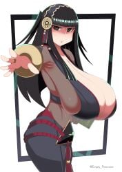 black_hair breasts empty_pinecone female_only fire_emblem fire_emblem_fates huge_breasts looking_at_viewer pibu rhajat_(fire_emblem) solo_female