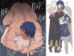 1boy 1girls chrom_(fire_emblem) ebinku female fire_emblem fire_emblem_awakening height_difference male muscular muscular_male robin_(fire_emblem) robin_(fire_emblem)_(female) sex sex_from_behind twintails white_hair